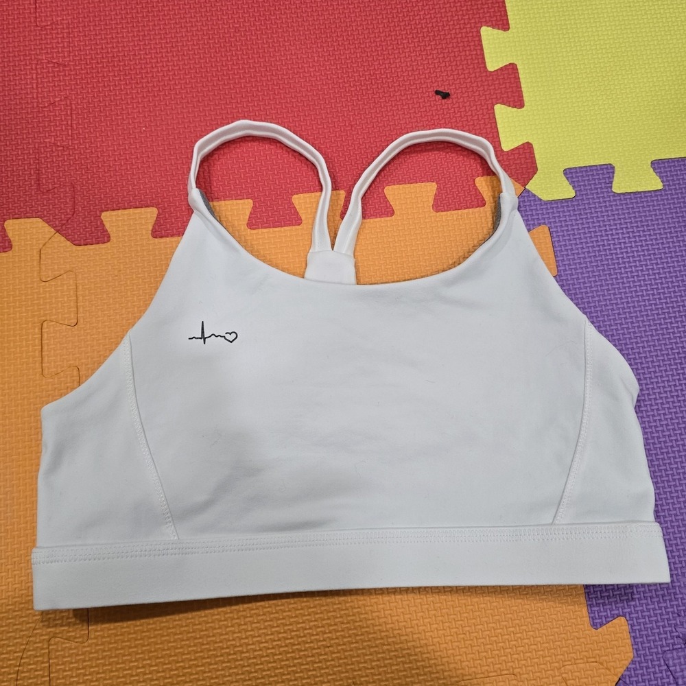 Never Skip‎ Monday Women's Sports Bra White Size L Cardio Gym Workout